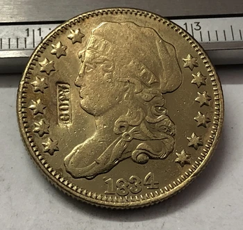 

1834 US Capped Bust $5 Gold Plated dollar Exact Copy