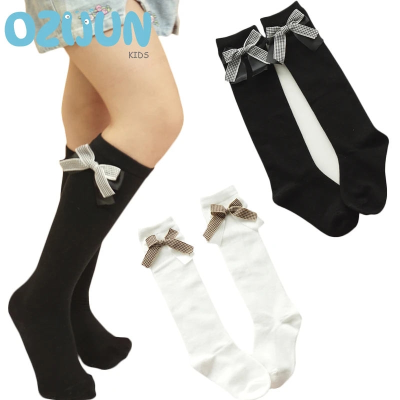 1 пара Детские хлопковые Гольфы с бантом|white school socks|knee high socks babyschool white |