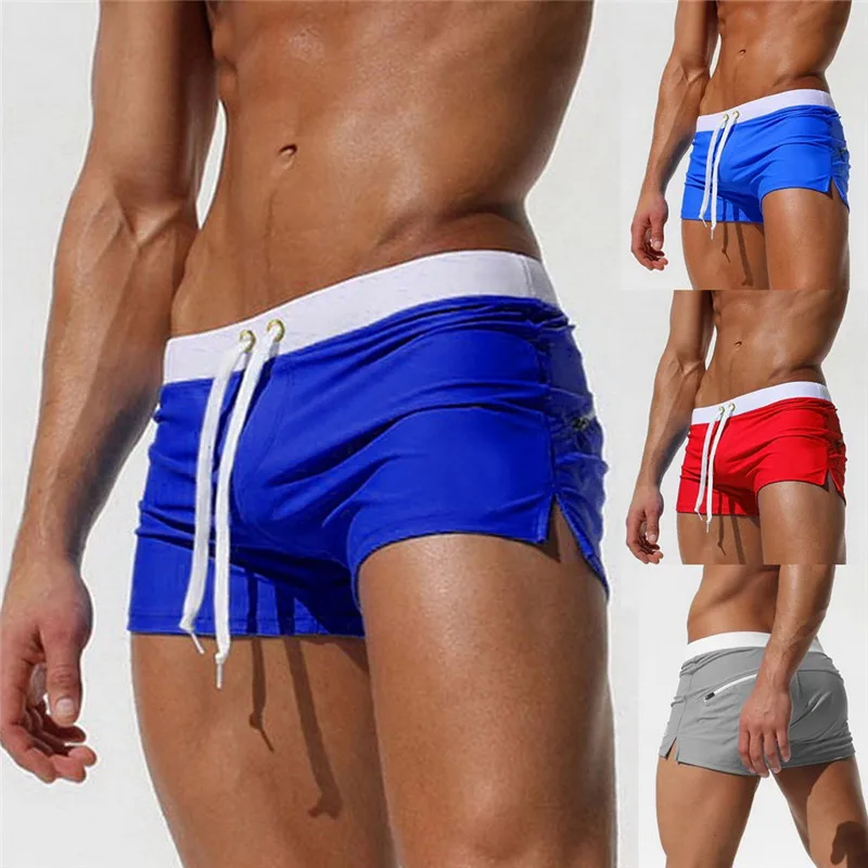 

Men Breathable Trunks Pants Solid Swimwear Beach Shorts Slim Wear Surfing Male Swim Suit Underpants mens swimming trunks 01