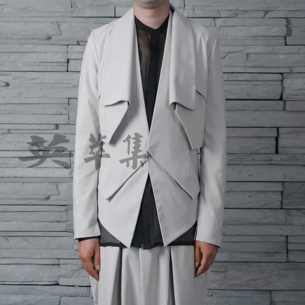 

S-6XL 2019 New Men clothing Hair Stylist GD Fashion Deconstruction two-piece with three-dimensional Suit plus size costumes