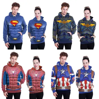 

New Superhero Batman Superman Spider 3D Printed Hoodie Hooded Femme Sweatshirt Casual Loose Men Women Pocket Hoodies Coat