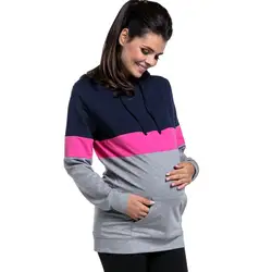 Горячие более Функция Грудное вскармливание Костюмы лактации Для женщин с длинным рукавом Топ для кормящих и беременных одежда regnancy