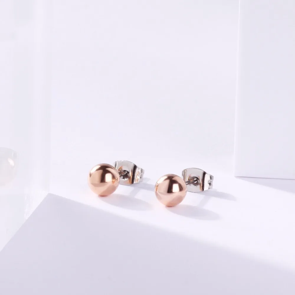

2018 New 6mm Small Bead 100% Pure Titanium Stud Earrings for Women Wedding Engagement Lady Boy Fashion Ear Jewelry Accessories