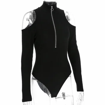 

2020 Polyester Time-limited Hot Sale Vadim Body Feminino Free Shipping Autumn Zipper Strapless Long-sleeved T-shirt Solid