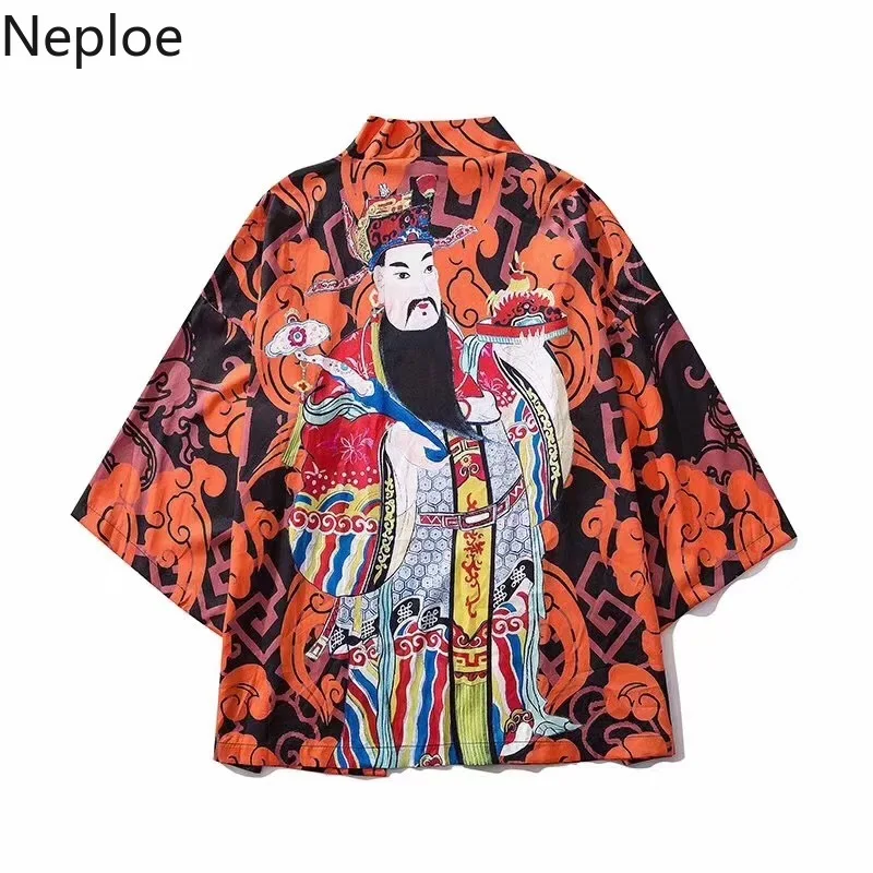 

Neploe Harajuku Kimonos Digital Print Women Men Blouse Thin Sunscreen Shirts 2019 Summer Japanese Style Thin Tops Chimono 53420