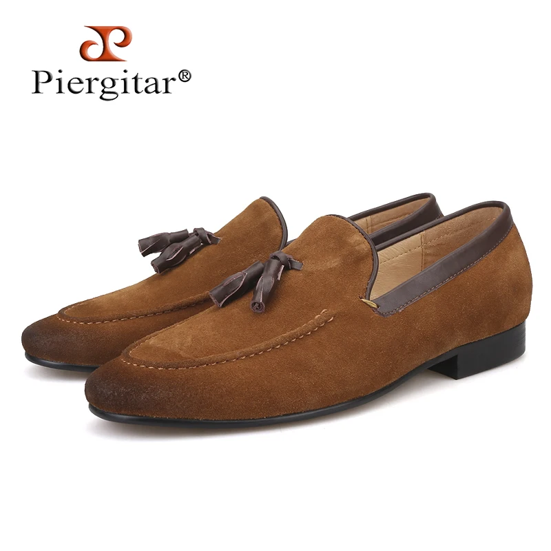 2018 Avec Arrivée Noir Casual Mode Daim Gland Nouvelle Hommes De En Cuir Noir Main Et Le Appartements marron Masculine Chaussures Piergitar Mocassins Brun 45jLR3A