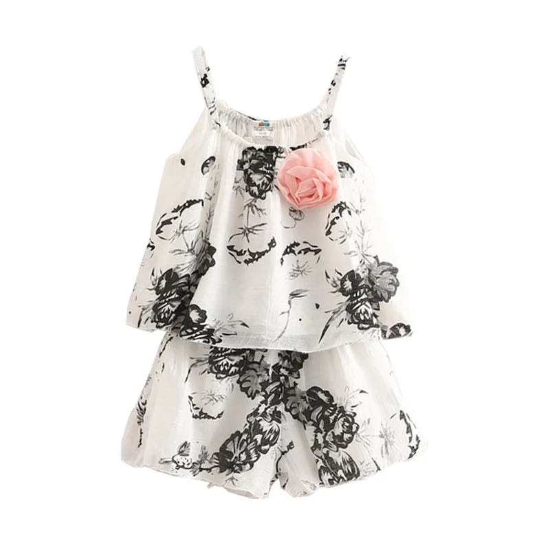 

Baby ink print set 2019 summer new children's wear girls wear children's suspenders shorts