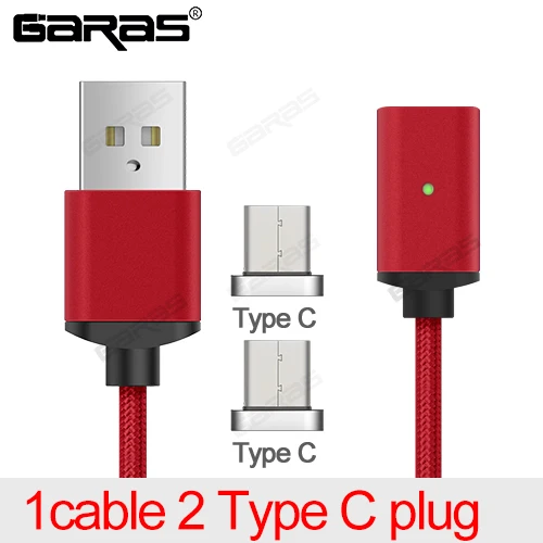 Магнитный кабель GARAS для Iphone/Micro usb type-C, адаптер, 3 в 1, быстрое зарядное устройство, кабели для мобильных телефонов, кабель type-C/Micro USB - Цвет: Red1cable 2type c