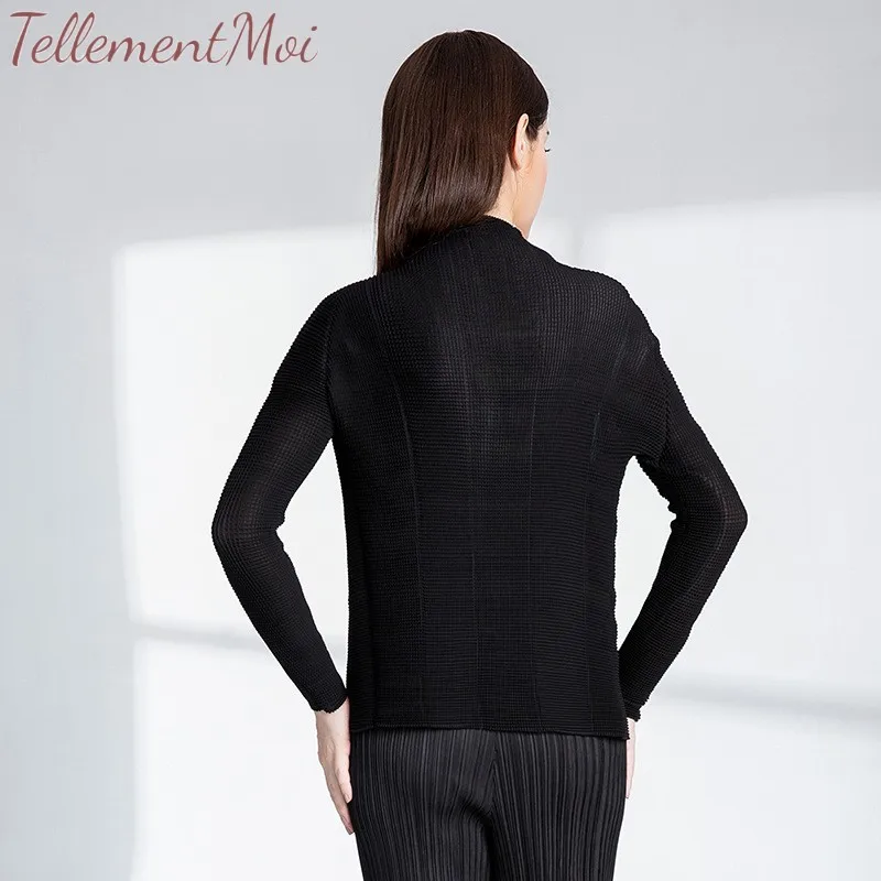 Cardigans for Women Solid Long Sleeve Loose Casual Cardigan Pleated Thin Slim Short Jacket Female Office Work Outerwear Coat