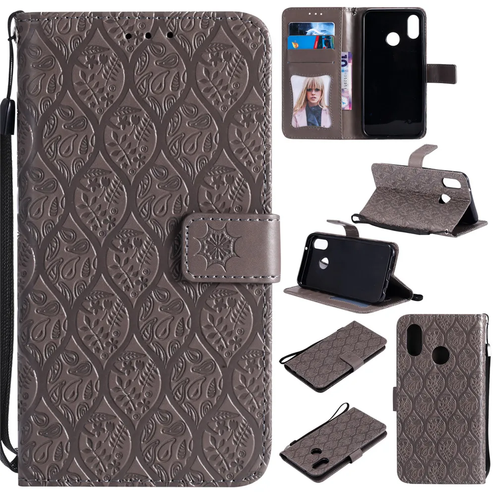 

3D Embossed Rattan Flowers Flip Case For Huawei P20 Lite PU Leather Silicon Luxury Wallet Holster Cover For Huawei P30 Pro