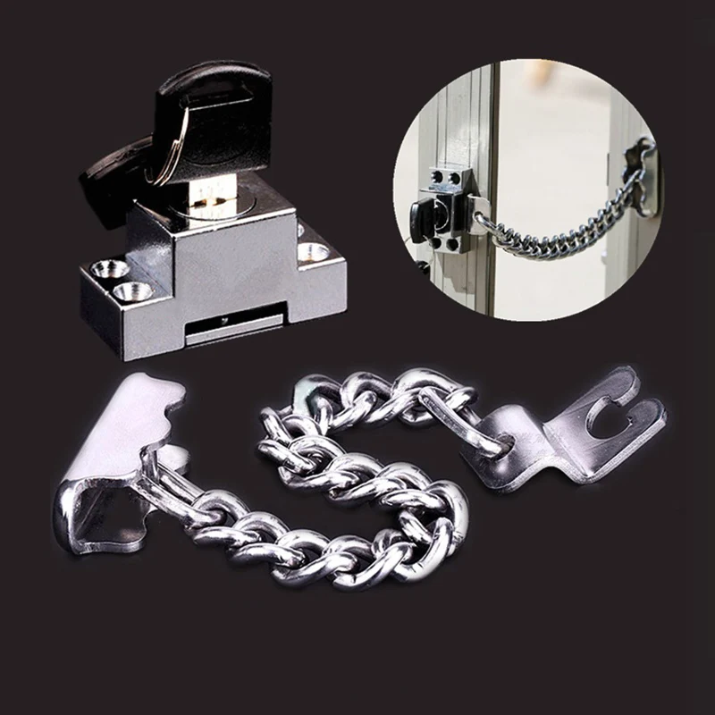 

High Quality 8PCS/lot Window Security Chain Lock Door Restrictor Child Safety Stainless Anti-Theft Locks Furniture Hardware