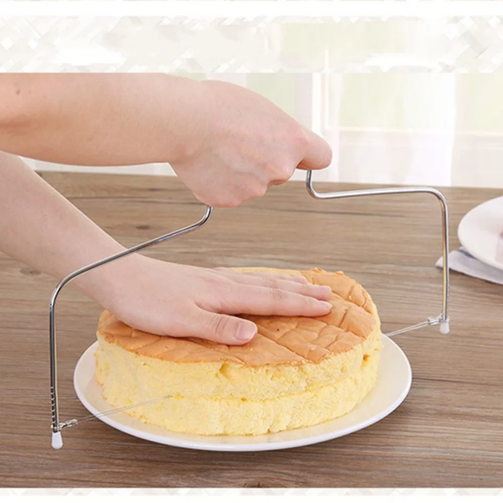 Adjustable 2 Wire Layer Cake Cutter Stainless Steel Cake Slicer Leveler