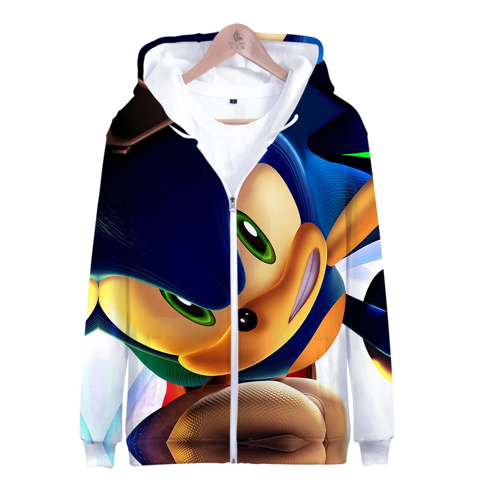 

2019 New Sonic The Hedgehog Anime 3D print Hoodie Zipper Casual Harajuku Sweatshirt Highstreet Fashion Hoodies Zipper Sweatshirt