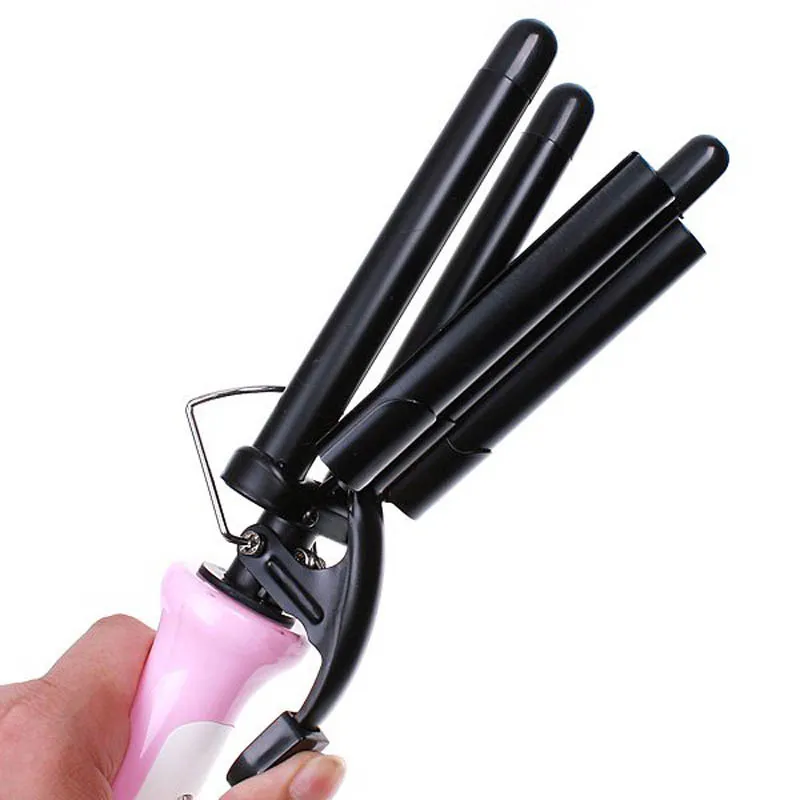 Hair Curler hair iron care women Hair Curling Iron styling tools Three Barrel machine products band color hair accessories