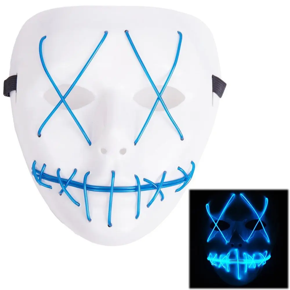 Scary Mask Halloween Cosplay Led Costume Mask EL Wire Light Up Mask for