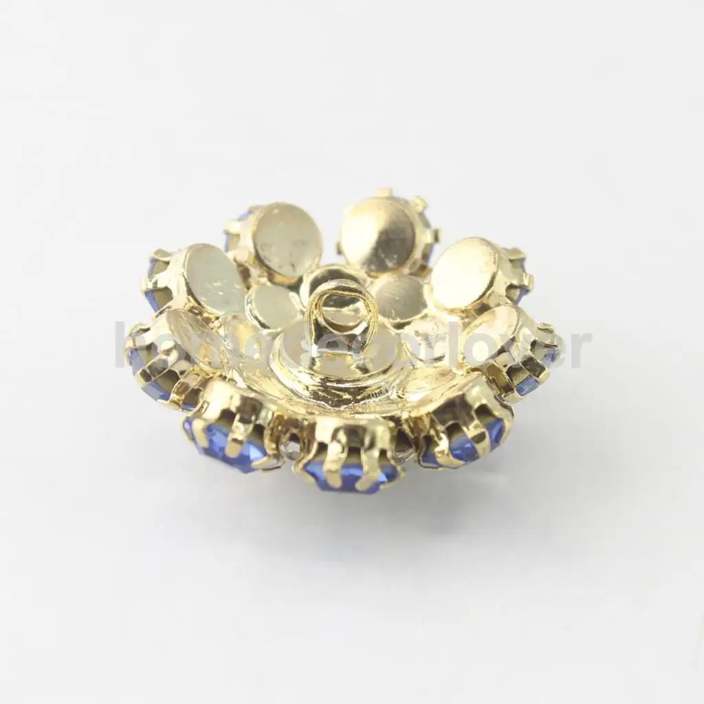 5Pcs Glass Metal Rhinestone Flower Shank Buttons Crystal Beads Bulk for Hair Flower DIY Craft Decor Sewing Garments Accessory