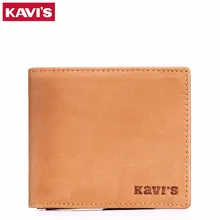 KAVIS 100% Men’s Genuine Leather Wallets Famous Brand Credit Card Holder Slim Purse Gift Mens Real Leather Wallets with Zipper