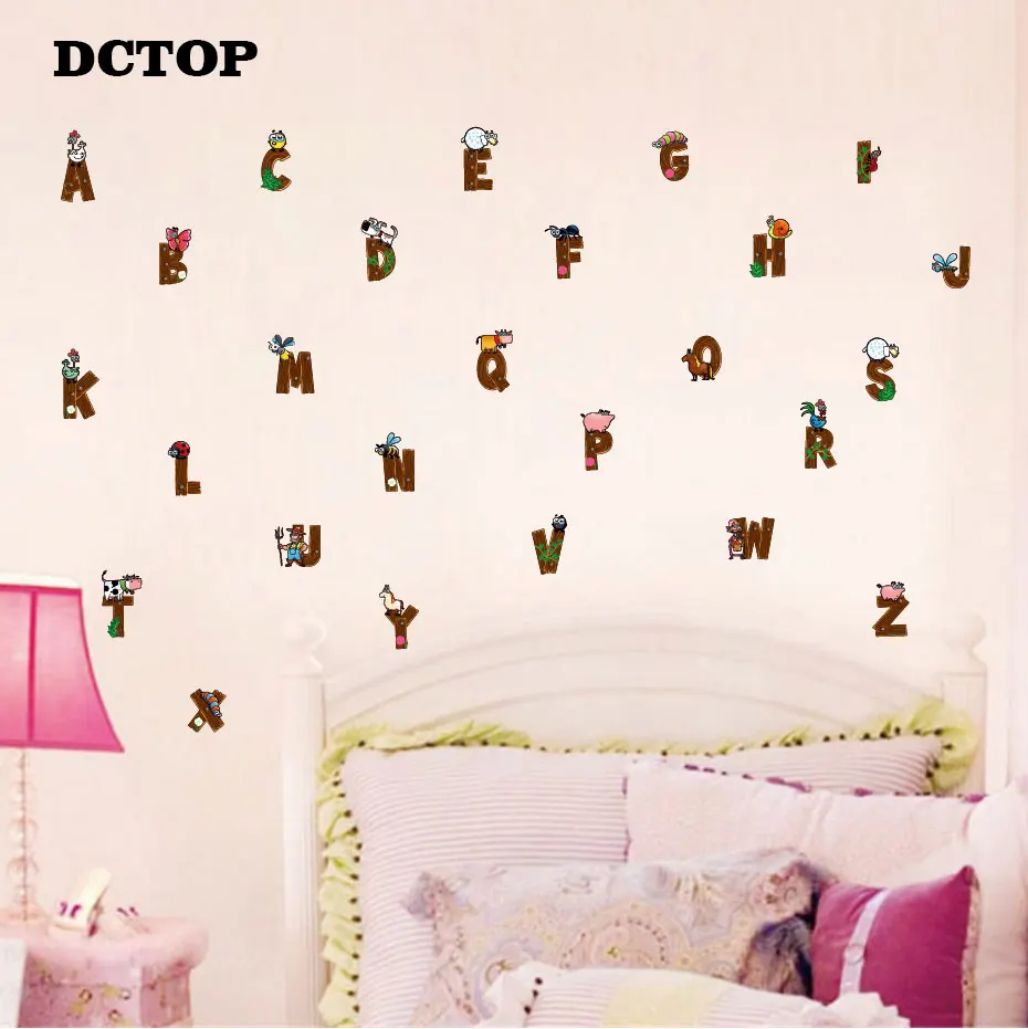 Cartoon Lovely Animal Letter ABC Wall Sticker for Kid Children's alphabet Decal Wall Art Nursery Baby Room Home Decorative Mural (3)