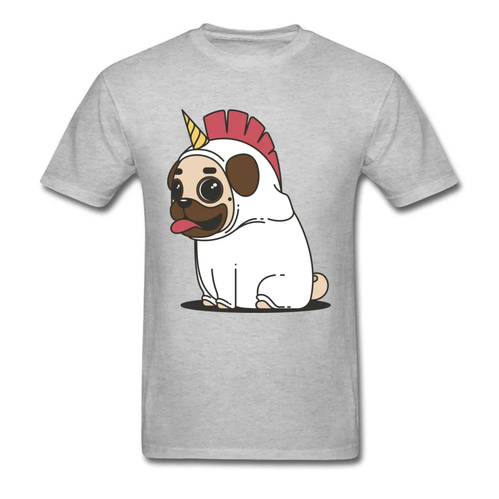 Tops & Tees Unicorn pug dog Father Day 2018 Newest Gift Short Sleeve 100% Cotton Round Collar Man T Shirt Gift Sweatshirts Unicorn pug dog grey