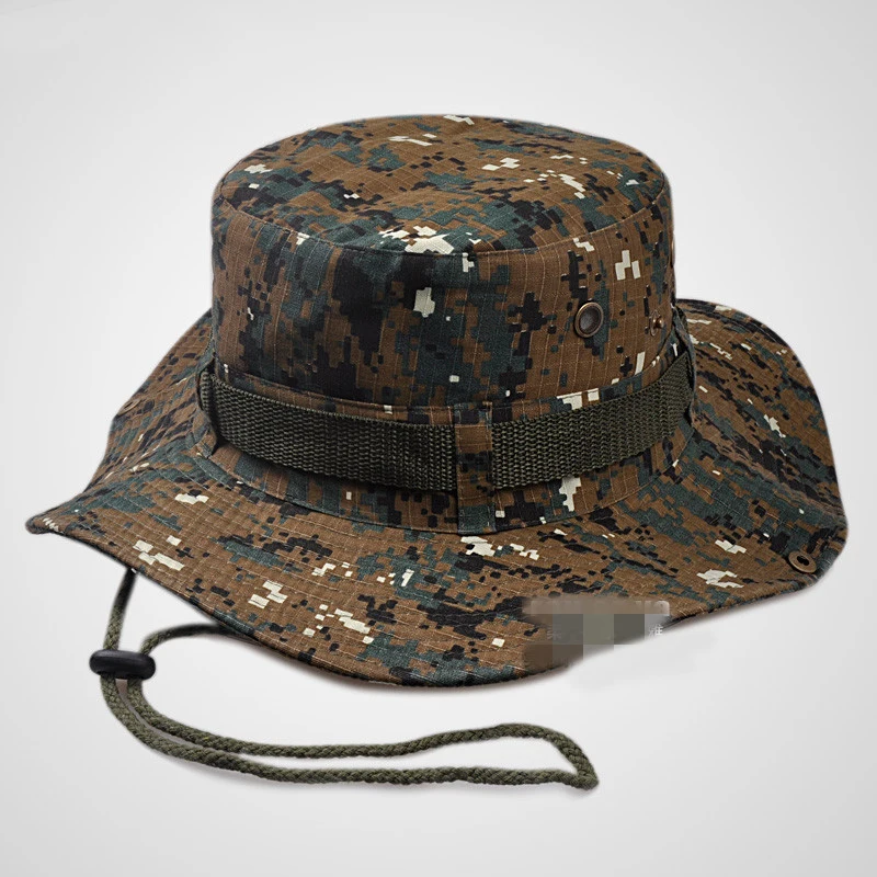 Benni Cap Hat Big Brim Round Hat Solid Color or Camouflage Men and Women Outdoor Mountaineering Fisherman Hat Visor Double Sided