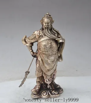 

christmas chinese silver dragon Soldier Generals guangong guanyu god Broadsword statue halloween