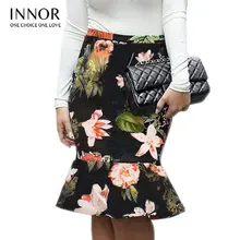 Летнее платье с принтом Русалочка юбки женские модные Boho Тонкий Женская юбка-карандаш Винтаж формальная Юбка-миди innor#361