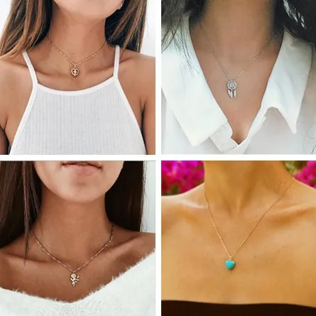 

Bohemian Infinity Arrow Simulated Pearl Evil Eye Cross Heart Chain Necklaces & Pendants for Women Simple Style Gift Bijoux Femme