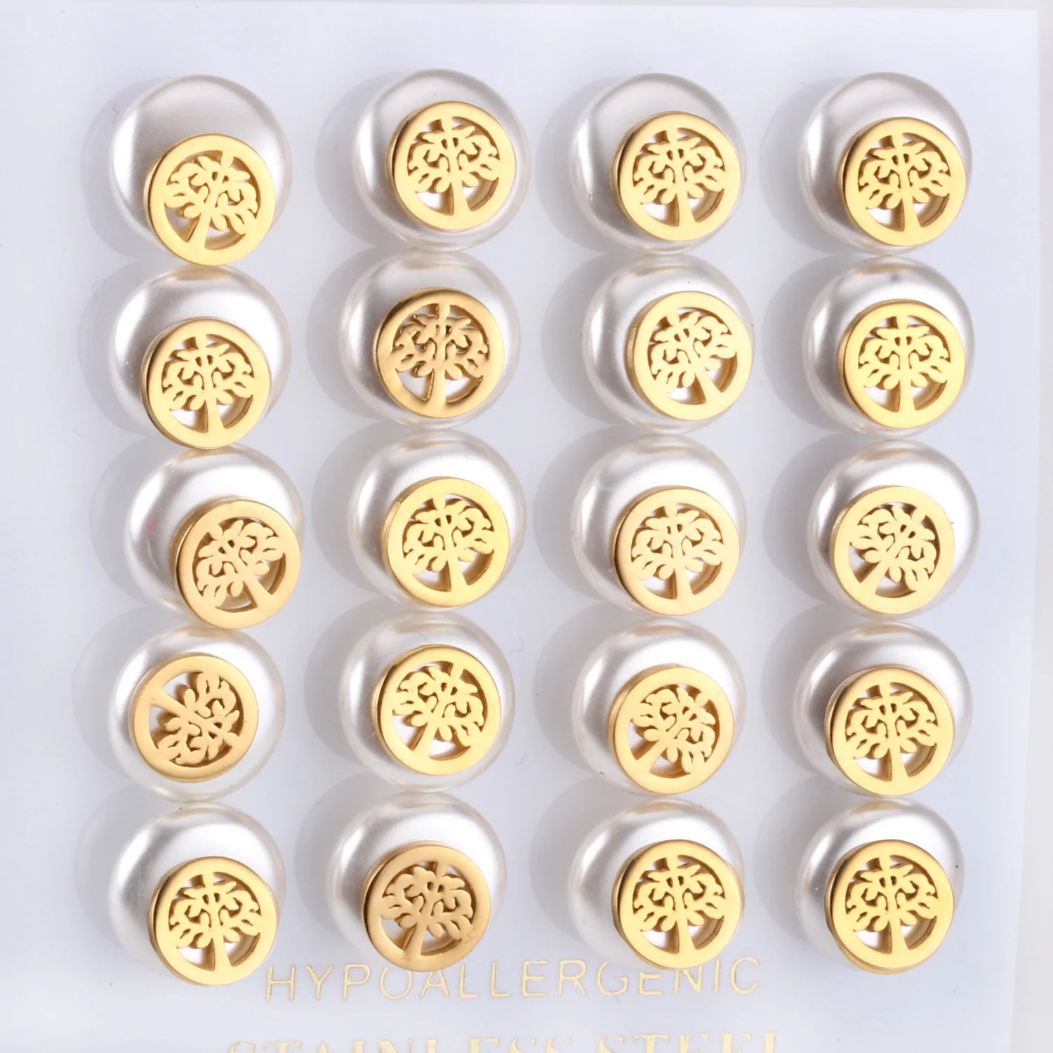 

LUXUKISSKIDS Wholesale Jewelry Pearl Stud Earring Tree Shape With Round Stud Earrings,10pairs/lot