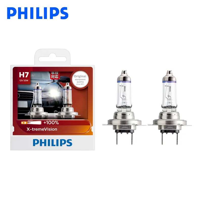 Лампы для автомобильных фар Philips H7 12 В 55 Вт PX26d X-treme Vision яркие галогенные лампы 92