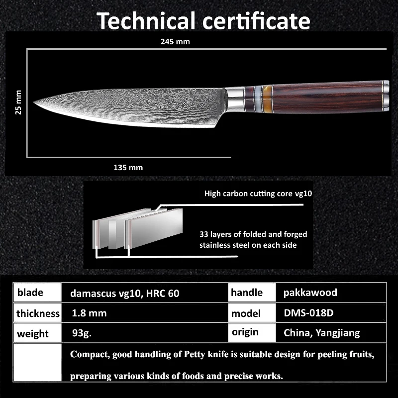 5,3 ''универсальный нож дамасский кухонный нож японский VG10 стальное лезвие Дамасская сталь инструменты для очистки фруктов с подарочной коробкой Grandsharp