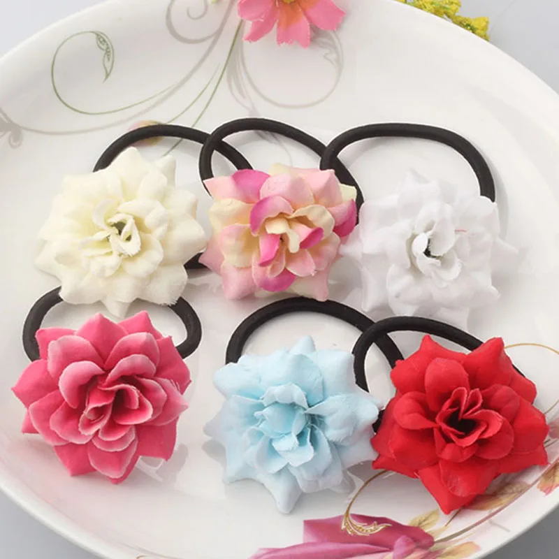 

M MISM Girls Bohemia Colorful Floral Rubber band Gum for Hair Accessories Fabric Flower Rubber Hair Rope Women Elastic Hair Band