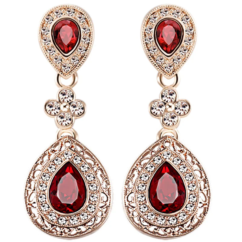 Peerlessly beautiful earrings long design ruby stud earring rose gold