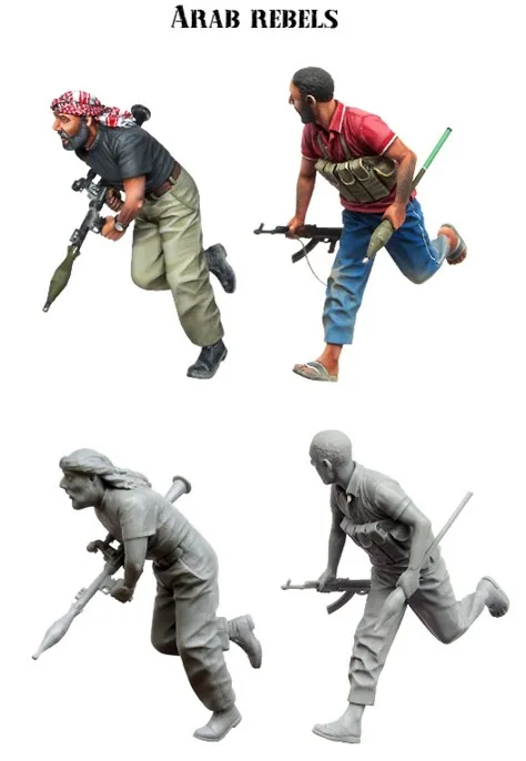 1/35 scale modern war militants running 2 people miniatures Resin Model Kit figure Free Shipping | Игрушки и хобби