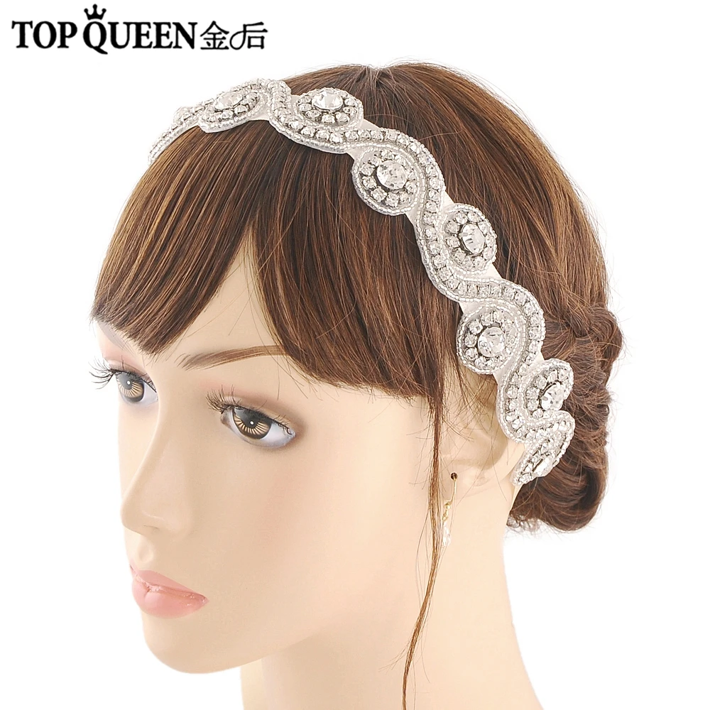 TOPQUEEN H10 Свадебные повязки на голову, свадебные аксессуары для волос, стразы и кристаллы, свадебные головные уборы, быстрая