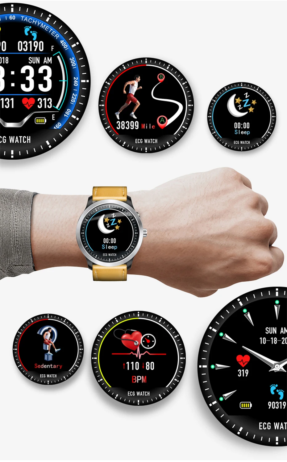 N58 ECG Smartwatch Men Smart Watch support Electrocardiogram Measurement Fitness Tracker (4)