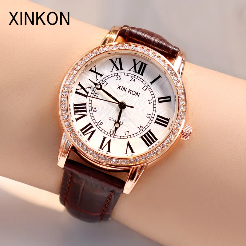 XINKON Fashion Women Watches Lady Watch Luxury Leather Quartz Wrist Watch Girls Women Ladies Gifts Students Present Dropshipping XINKON Fashion Women Watches Lady Watch Luxury Leather Quartz Wrist Watch Girls Women Ladies Gifts Students Present Dropshipping