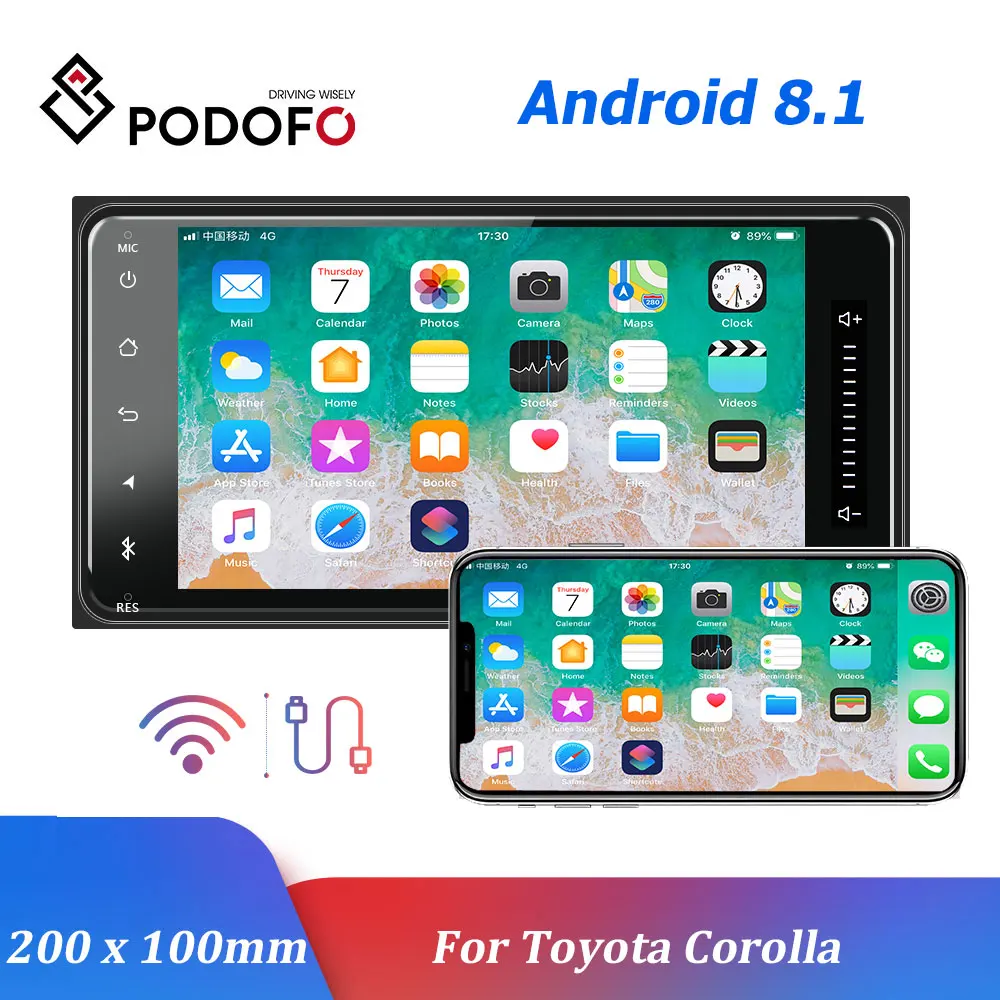  Podofo Android 8.1 Car Multimedia Player GPS Car Radios 2 Din 7'' Auto Radio Bluetooth Auto Audio F