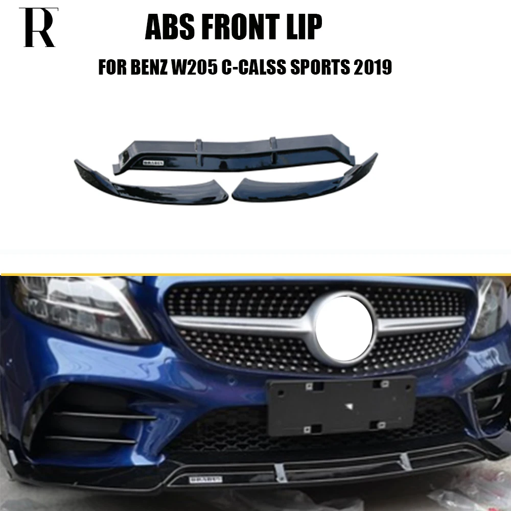 

W205 ABS Black Front Bumper Chin Lip Protecter for Benz W205 C205 C180 C200 C220 C300 C43 with Amg Package 2DR & 4DR 2019 - 2022