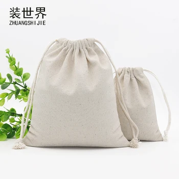 

19.5cm*23cm Promotion Custom Printed Muslin Shopping Plain Canvas Cotton Drawstring Bag