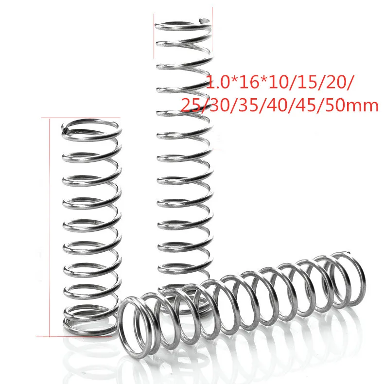 

10pcs 304 stainless steel spring pressure spring short compression spring Wire diameter 1.0* outside diameter 16* length10-50