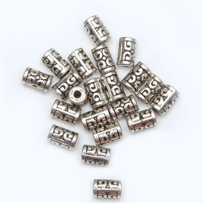 50/lot Metal Silver Spacer Beads Vintage Tibetan silver Tube Bead for Bracelet Jewelry Making | Украшения и аксессуары