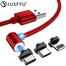 Магнитный зарядный кабель L-Line, светодиодный магнитный кабель на 90 градусов для iPhone X 8 7 6 Plus и кабель Micro USB и кабель usb type-C USB C