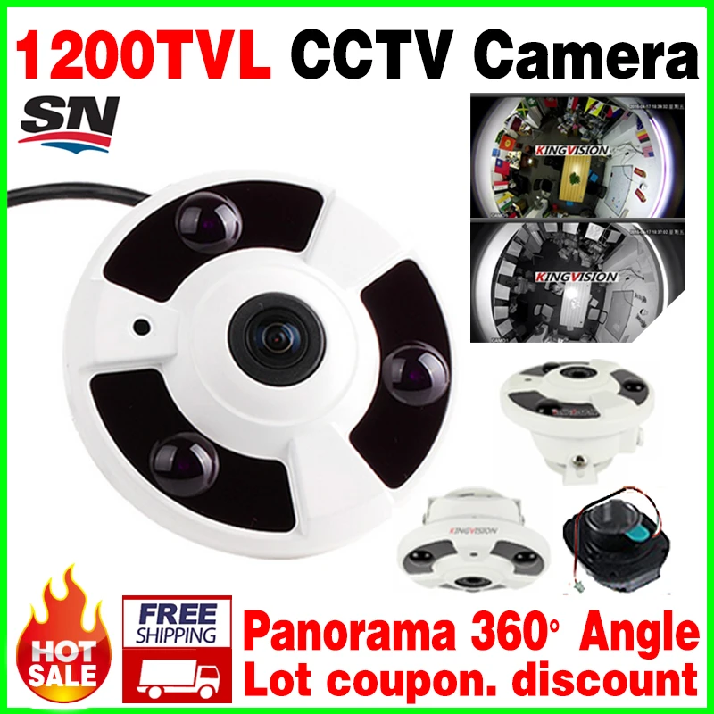 2016New Panorama 360 CCTV Analog CAMER 1/3cmos 800/1200TVL Degree Fisheye Lens 1.55MM IR Night Vision Distance 20M Order Video