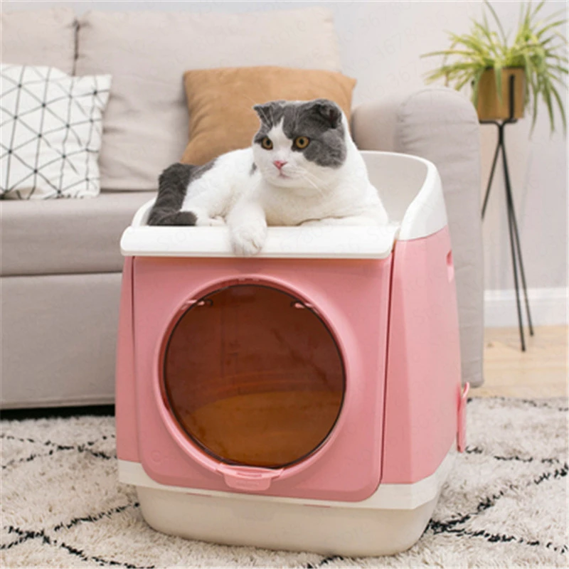 Fully enclosed litter box cat toilet anti-splash folding deodorant extra large cat toilet