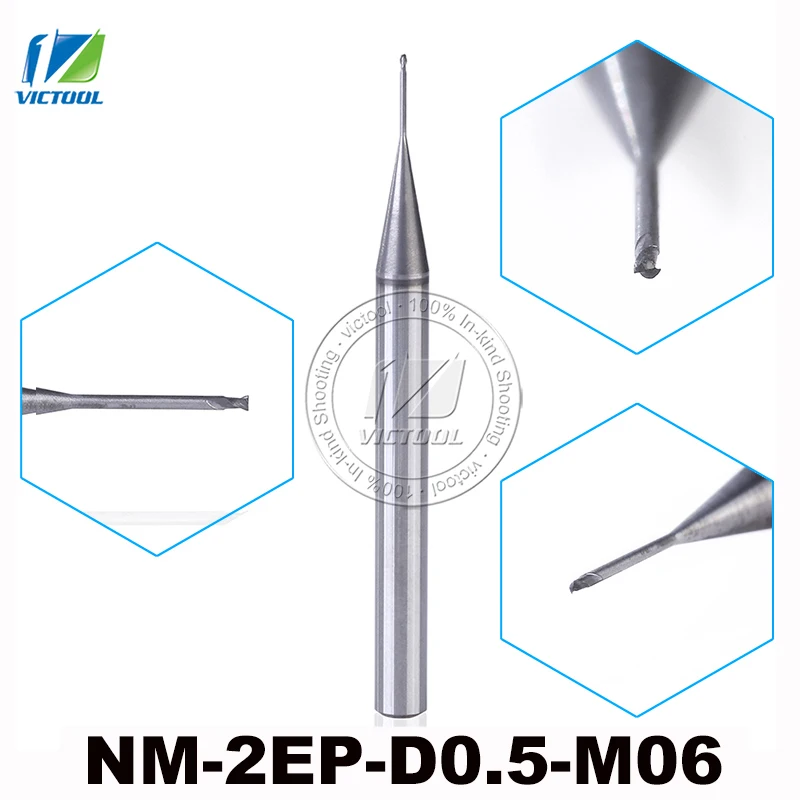 

5pcs/lot NM-2EP-D0.5-M06 Cemented Carbide 2-Flute Flattened End Mills Straight Shank Long Neck Milling Tools Short Cutting Edge