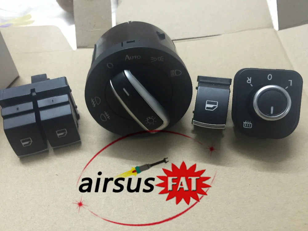 

/ shipping/ chrome headlight switch mirror switch window switch for volkswagen vw passat b6 eos golf 5 6 r32 gti mk5 mk6 set
