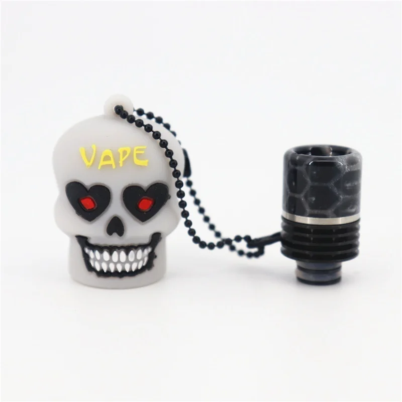 

510 Resin+SS Drip Tip With Skull Dust-proof Cap Cooling Anti-explosion Drip Tip with Filter screen Dissipate heat Mouth Dropper