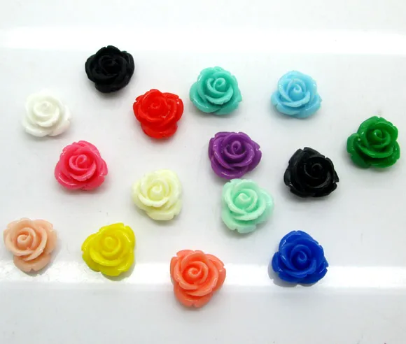 

50Pcs Mixed Resin Rose Flower Decoration Crafts Flatback Cabochon Scrapbooking Fit Hair Clips Embellishments Beads Diy