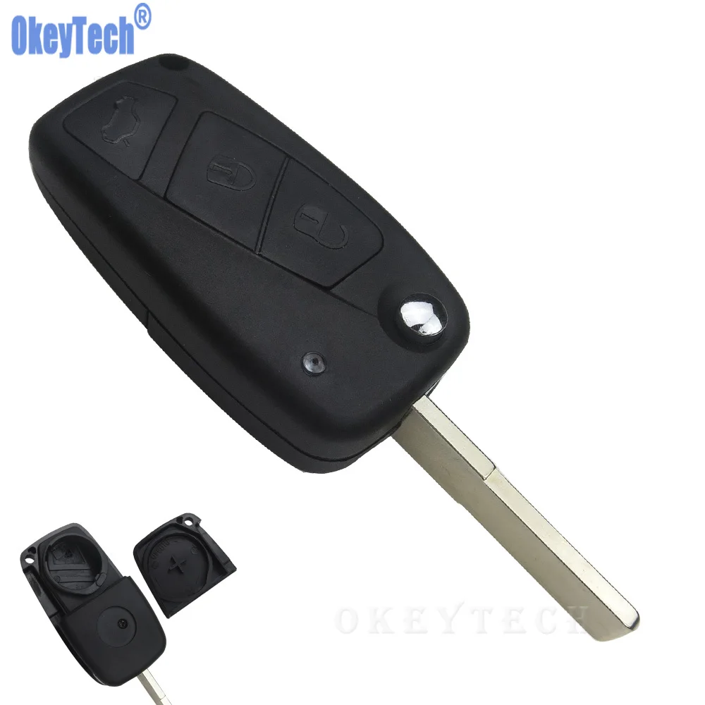 OkeyTech 3 кнопки дистанционного откидного ключа оболочка чехол для Fiat 500 панда Stilo