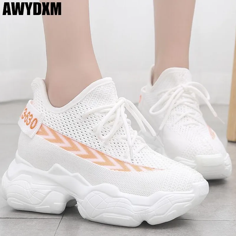 

Women casual shoes Spring autumn ladies Round head Platform shoe Female Mesh Breathable lace up sneakers Comfort woman shoes 573